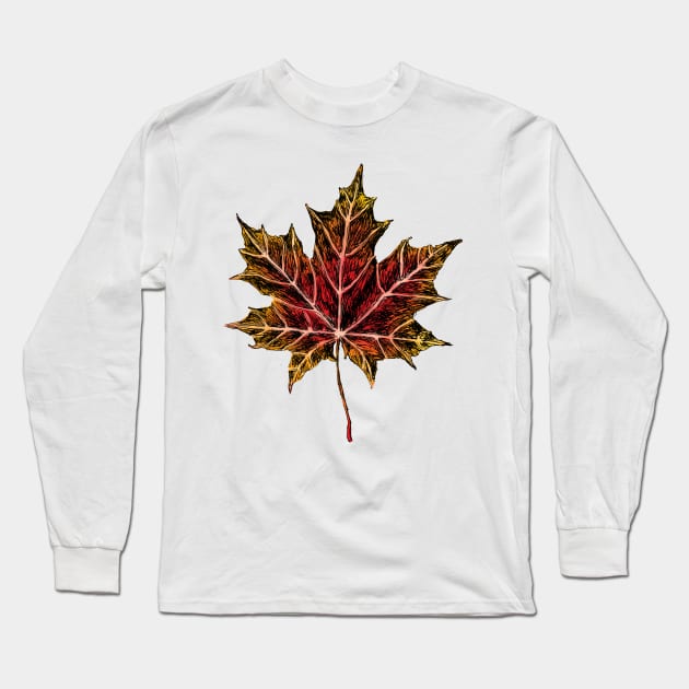 Maple Leaf Art Long Sleeve T-Shirt by rachelsfinelines